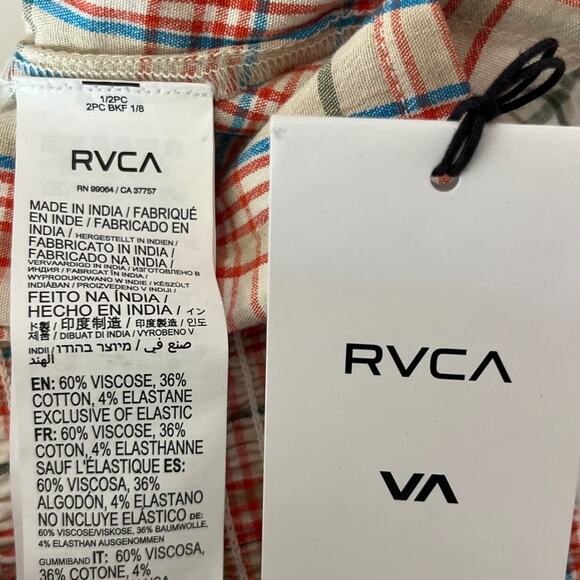 RVCA Bella Multicolor Plaid Lace-Up Cropped Tank Top Women's Size Large NWT - Picture 8 of 9